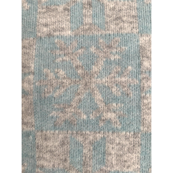 Loft Sweater L Light-Blue Gray Snowflakes Pullover Quart Zip Mock Neck Knit NWT - Picture 8 of 13